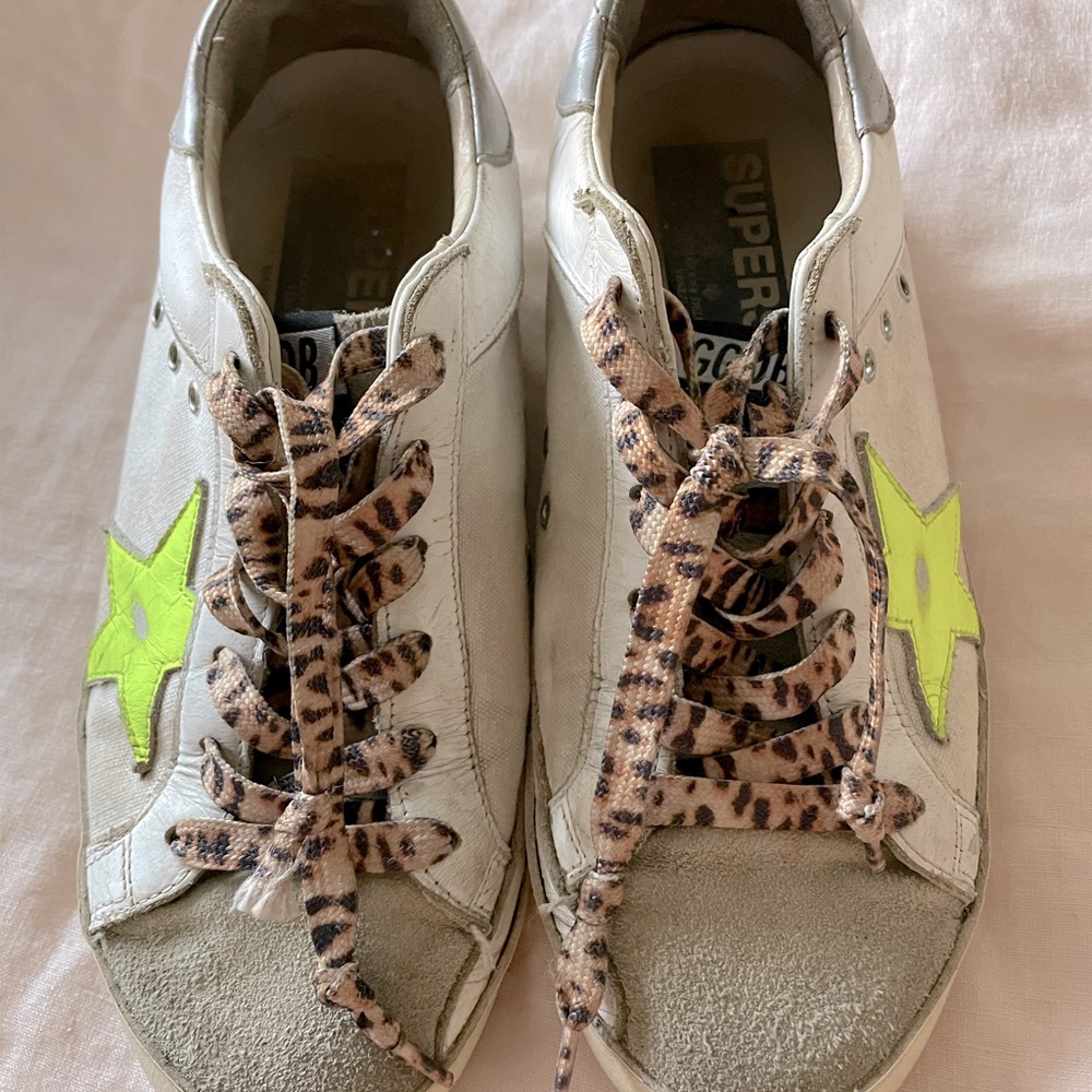 Golden goose neon cheetah shoes